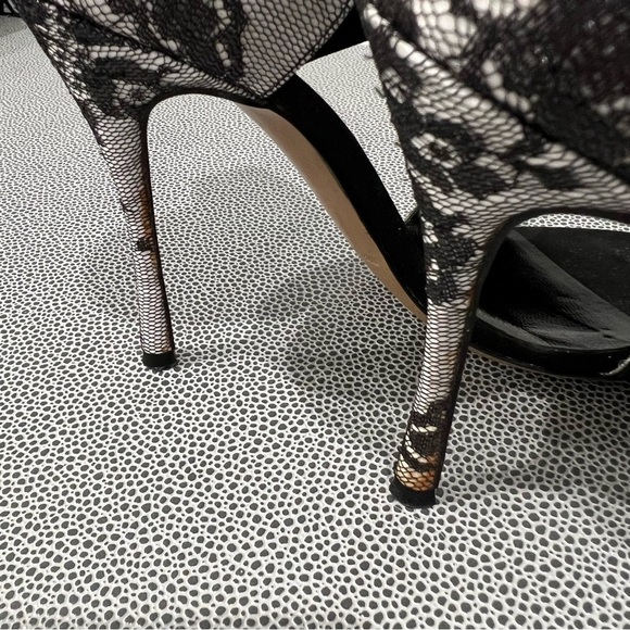 Nicholas KIRKWOOD 🖤 black suede, lace & silver 4 in. strappy heels EUC size 35 - Picture 7 of 14